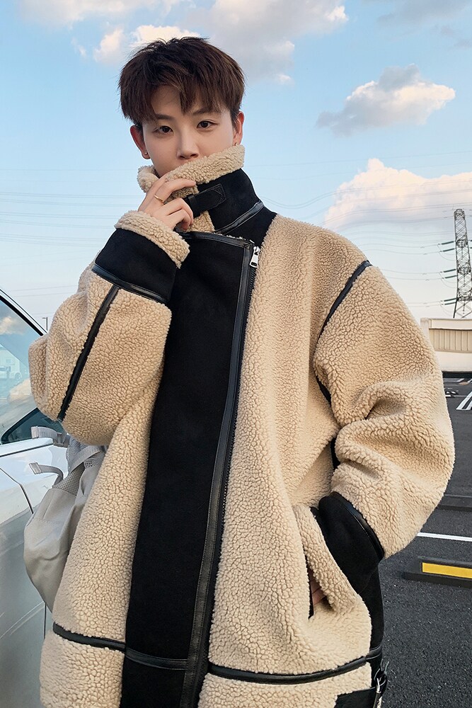 时尚外套大码羊羔毛绒棉服青年潮男加厚保暖棉衣6661P118控178,男装棉衣,电商A029A