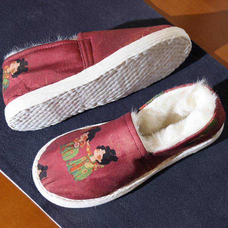 秋冬加绒加厚纯手工千层底棉鞋女 一脚蹬老式可爱保暖窝窝老棉鞋,女鞋,棉鞋,淘宝优惠券,粉丝福利购,淘宝优惠卷