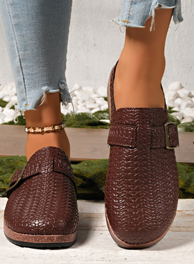 thick sole slippers women large size belt buckle shoes 2025