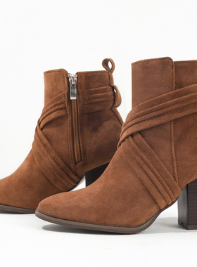粗跟短靴winter fat women high heels short boots ladies shoes