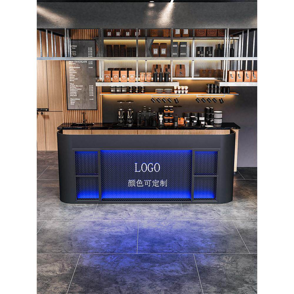 工业风收银台转角吧台复古酒吧铁艺接待台酒店ktv宴会厅前台定制