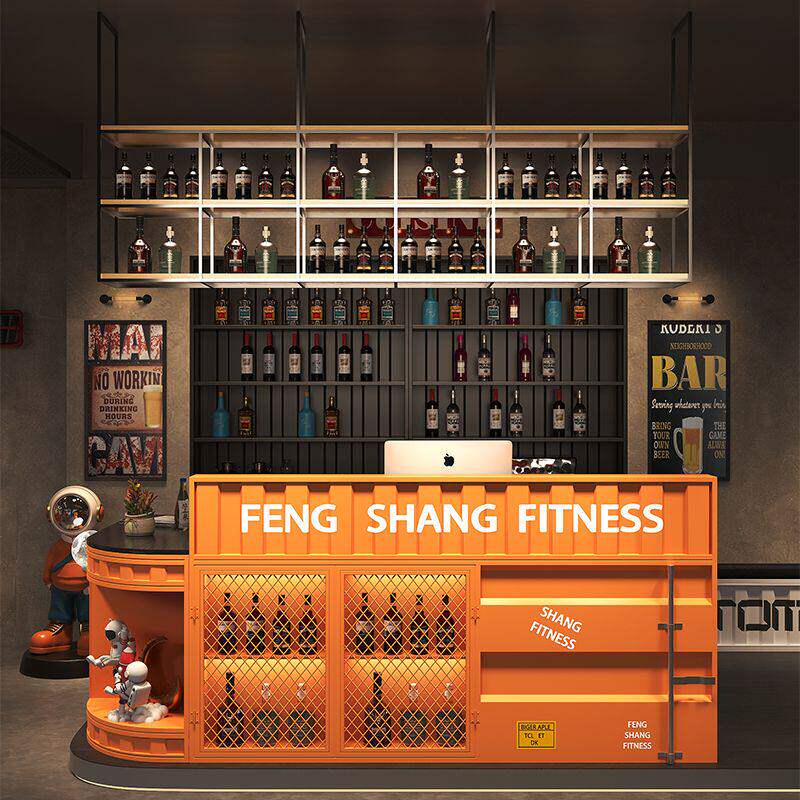 工业风收银台酒吧健身房吧台店铺前台定制复古柜台商用铁艺接待台