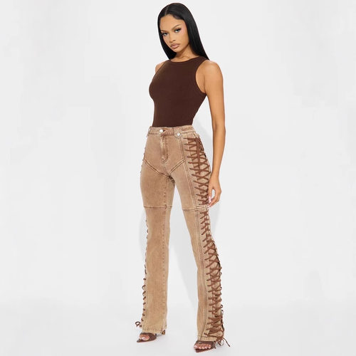 Fashion new women's clothing with straps jeans, pants denim