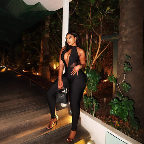 Women's 2026 sleeveless hanging neck sexy backless jumpsuit