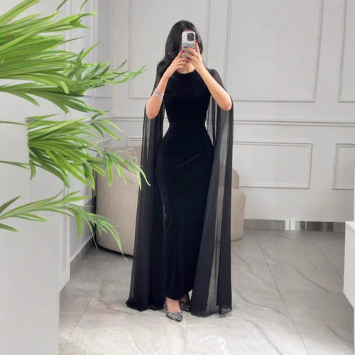 2026 women's velvet covered hip sleeve dress party skirt
