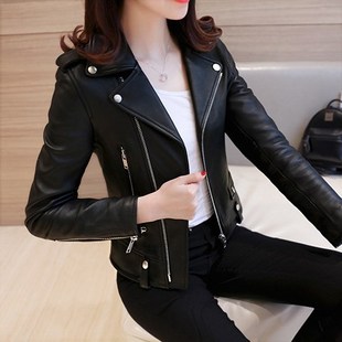 motorcycle leather new coat short 2023 jacket women