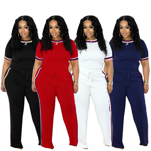 2026 Fashion women's splicing casual two-piece set 两件套装