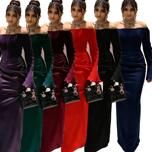 2026 Women new fashionsexy strapless slit dress party skirt
