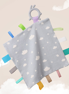 Insular可咬婴儿豆豆标签安抚巾宝宝豆豆手帕牙胶磨牙棒哄睡玩偶