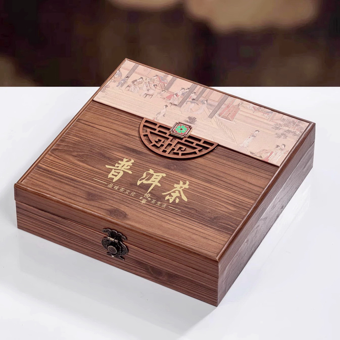 福鼎白茶仿皮盒面高档茶饼空礼盒
