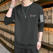 体恤大码 长袖 上衣服 春秋季 休闲百搭青年薄款 男宽松圆领美式 打底衫