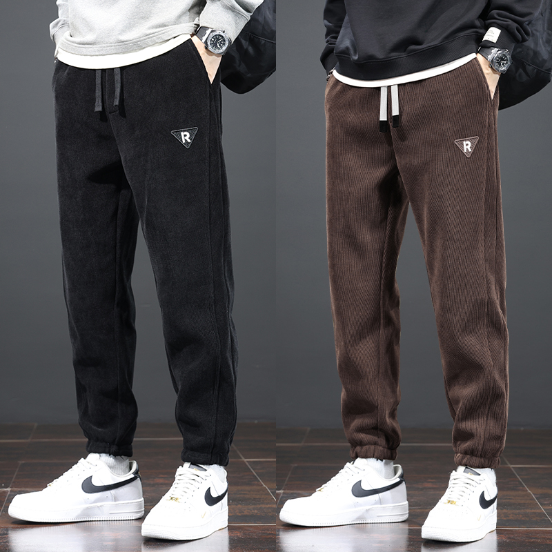 休闲裤子男士秋冬季韩版潮流百搭宽松美式工装灯芯绒加厚运动卫裤