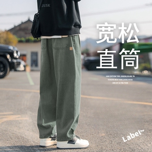 子男款 裤 春秋季 复古休闲长裤 美式 潮牌宽松直筒纯棉裤 高街阔腿工装