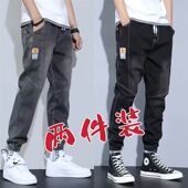 子男建筑工地耐脏工装 牛仔裤 春秋季 耐磨干活裤 收口束脚宽松九分裤