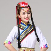 少数民族舞蹈头饰西藏族跳舞辫子藏族帽子 舞台演出饰品 藏族头饰