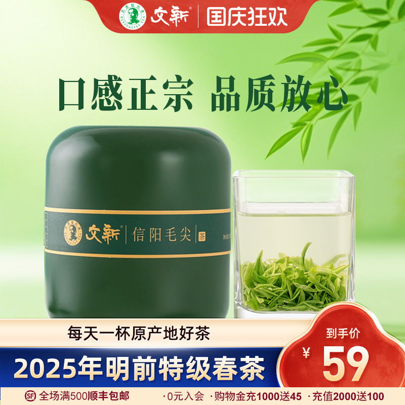 文新信阳毛尖明前特级绿罐50g