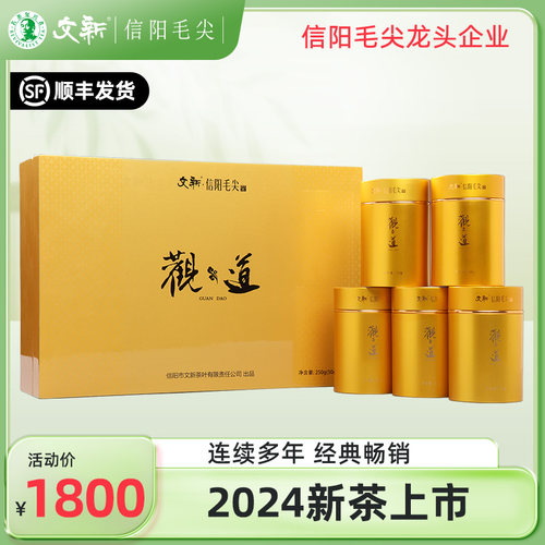 春茶上市文新信阳毛尖绿茶2024新茶明前(观道)50g*5茶叶礼盒装-封面