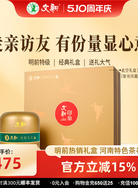 春茶上市文新信阳毛尖绿茶2026新茶叶明前特级印象75g*4罐送礼盒
