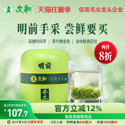 文新信阳毛尖明前手工头采嫩芽