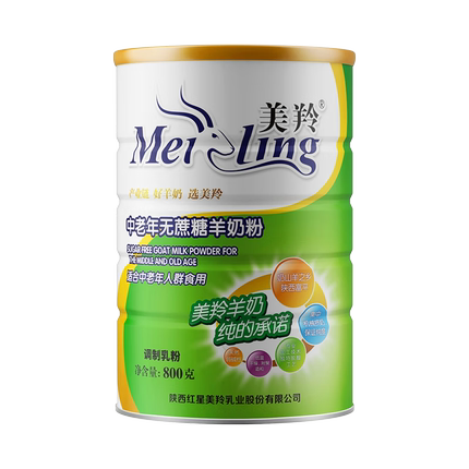 美羚羊奶粉 罐装中老年无蔗糖羊奶粉800克桶装 陕西富平羊奶粉