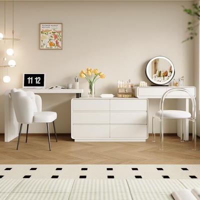 梳妆台书桌二合一电脑桌化妆台一体卧室家具双人电脑桌实木化妆柜