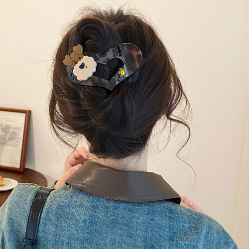 豹纹小狗爱心发夹女2026新款