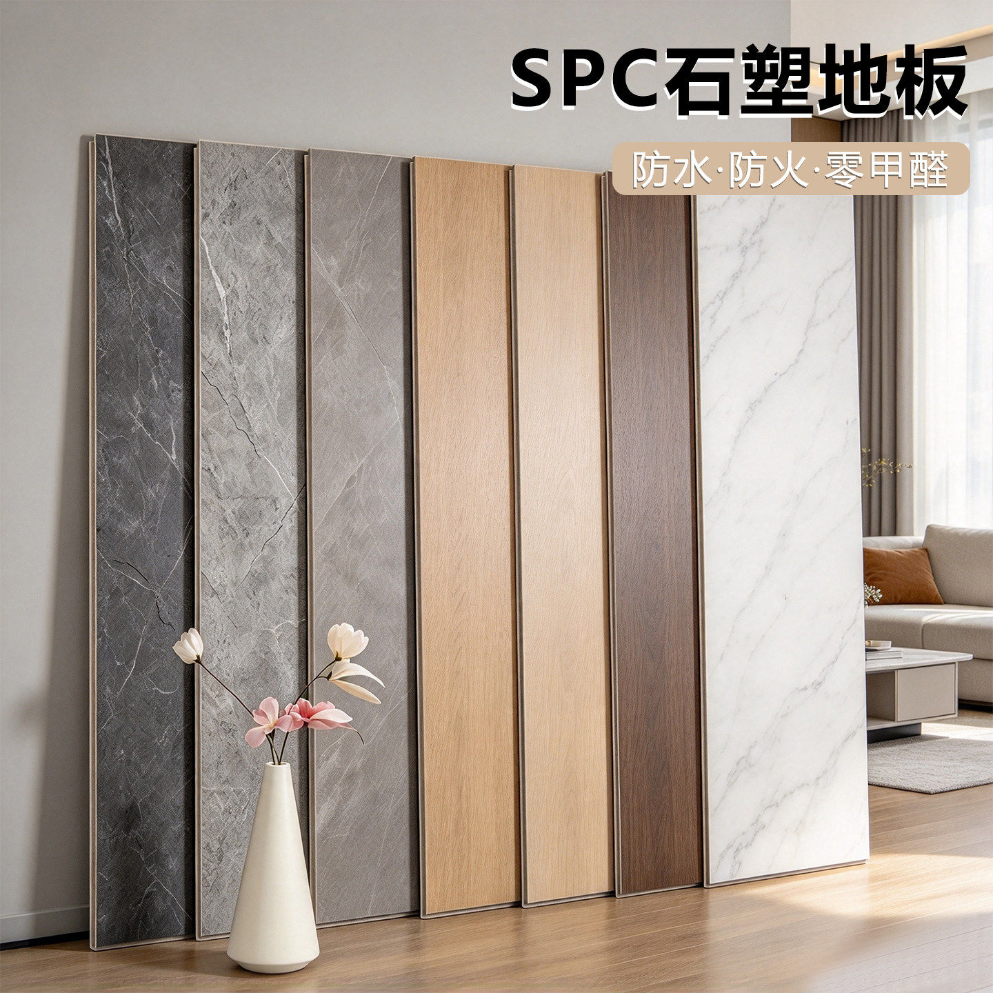 spc石晶锁扣石塑地板耐磨翻新加厚防水卡扣式无缝家用自铺木地板