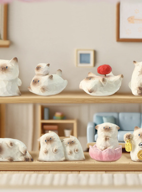 创意萌宠猫猫PAI情绪盲盒摆件网红同款办公室工位桌面卡通公仔装