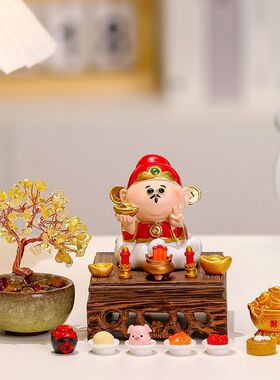 财神贡品摆件新款可爱手工装饰办公礼物树脂工艺品创意转运小摆件