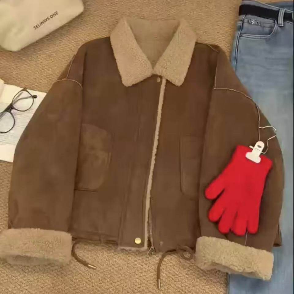 【思文kiki】高定皮毛一体翻领外套 A5-8885