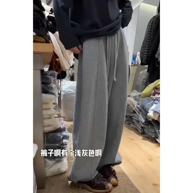 【思文kiki】高奢立体剪裁两穿加绒卫裤 A5-9985