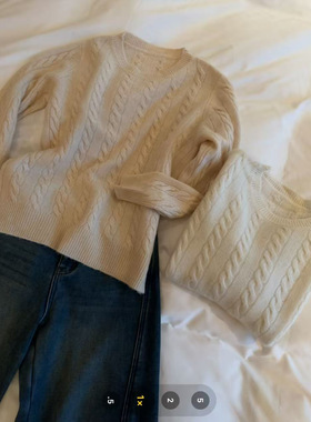 【冷水手洗】高定100全羊毛麻花套头毛衫 F13-11904