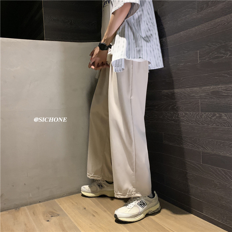 有数据夏季冰丝潮流百搭男裤薄款宽松直筒阔腿垂感西裤P30控48，男装西裤，电商D205