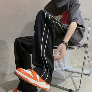 wassuphappy美式条纹休闲裤子男春秋款潮牌夏季薄款垂感运动长裤