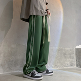 冰丝高品质大腰带拖地直筒裤夏季薄款潮牌休闲阔腿裤P45控58，男装休闲裤，电商D205