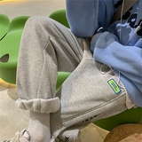 加绒加厚织带装饰宽松直筒拖地休闲裤P55控68，男装卫衣，电商D205