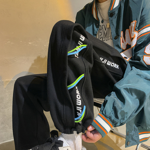 春款卫裤 织带装饰宽松直筒拖地休闲裤 P50 控68，男装休闲裤，电商D205