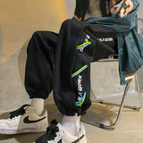 春款卫裤织带装饰宽松直筒拖地休闲裤P50控68，男装休闲裤，电商D205