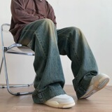 牛仔裤美式高街复古宽松阔腿裤不加绒P50控68加绒P60控78，男装牛仔裤，电商D205