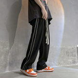 冰丝高品质大腰带拖地直筒裤夏季薄款潮牌休闲阔腿裤P45控58，男装休闲裤，电商D205