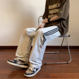 伞兵裤侧边彩条速干休闲裤夏季阔腿宽松百搭伐木长裤P50控68，男装休闲裤，电商D205