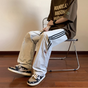 伞兵裤 侧边彩条速干休闲裤夏季阔腿宽松百搭伐木长裤P50控68图片