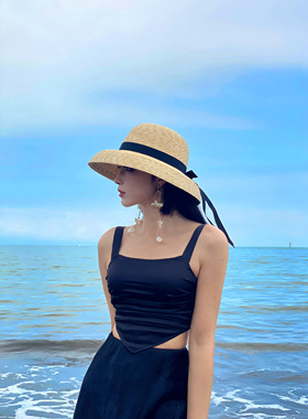 花儿与少年辛芷蕾法式复古赫本风草帽度假沙滩防晒遮阳沙滩帽子女