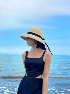 花儿与少年辛芷蕾法式复古赫本风草帽度假沙滩防晒遮阳沙滩帽子女