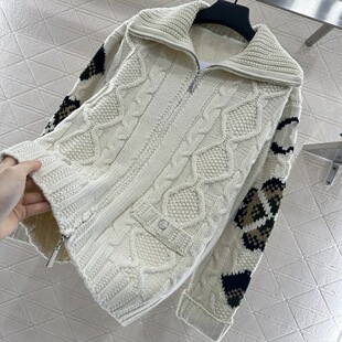 秋冬高品小香风女毛衣翻领拉链款 设计感毛针织衫