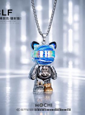 MOCHI赛博朋克镭射猫机器人项链