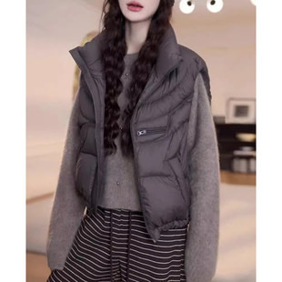 立领棉服马夹女秋冬外搭叠穿保暖马甲外套 时尚 胖mm大码 300斤韩版