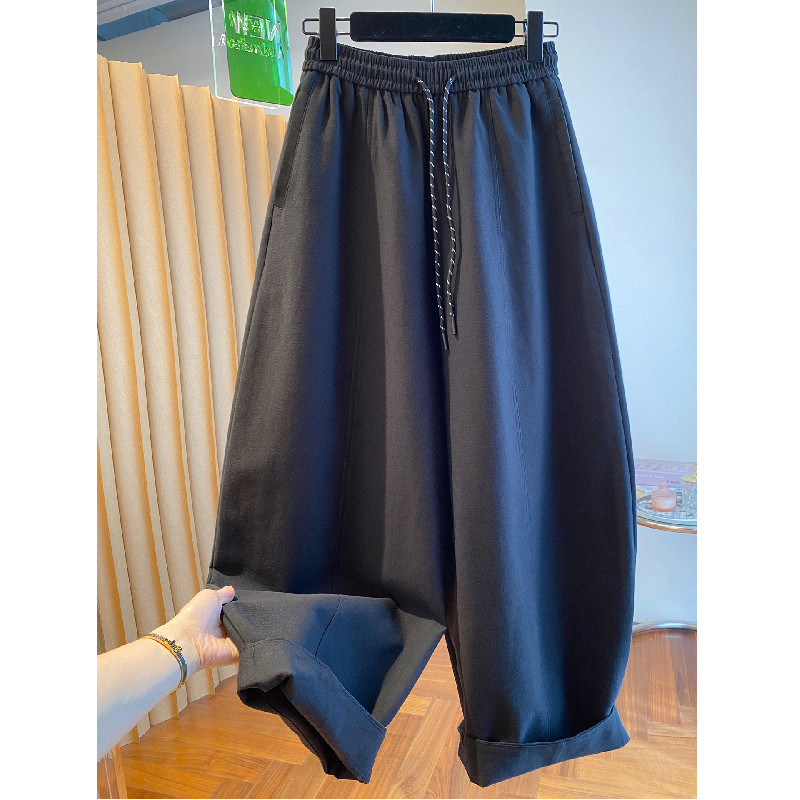 胖mm大码300斤高级感黑色香蕉裤女春秋弯刀裤宽松休闲阔腿气球裤,女装/女士精品,大码裤装,淘宝优惠券,粉丝福利购,淘宝优惠卷