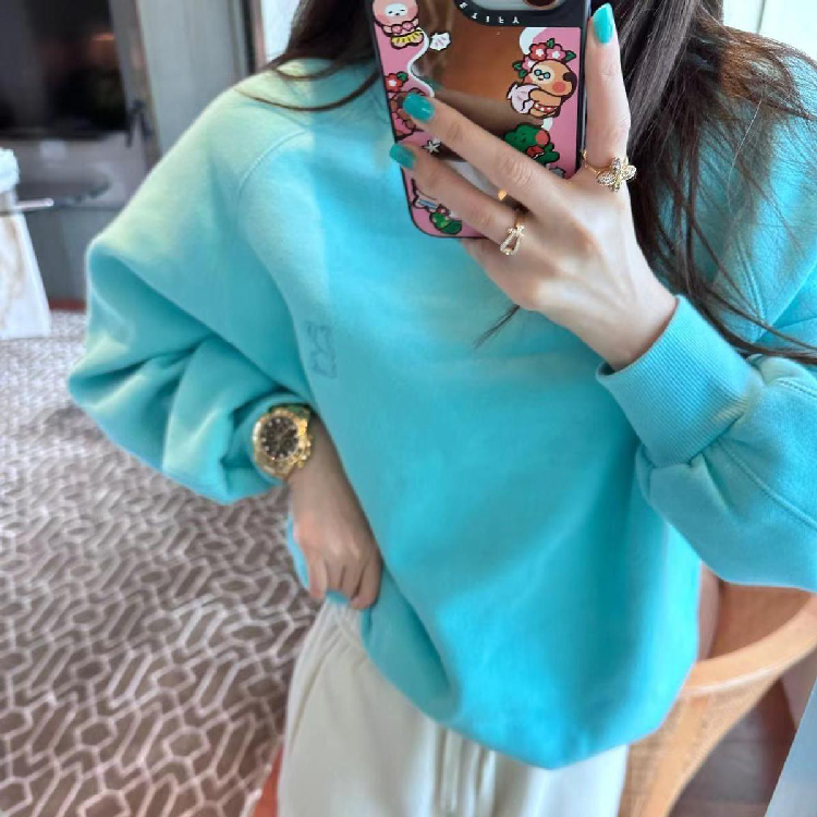 胖mm特大码300斤韩版简约刺绣长袖卫衣女秋冬季宽松加绒套头上衣