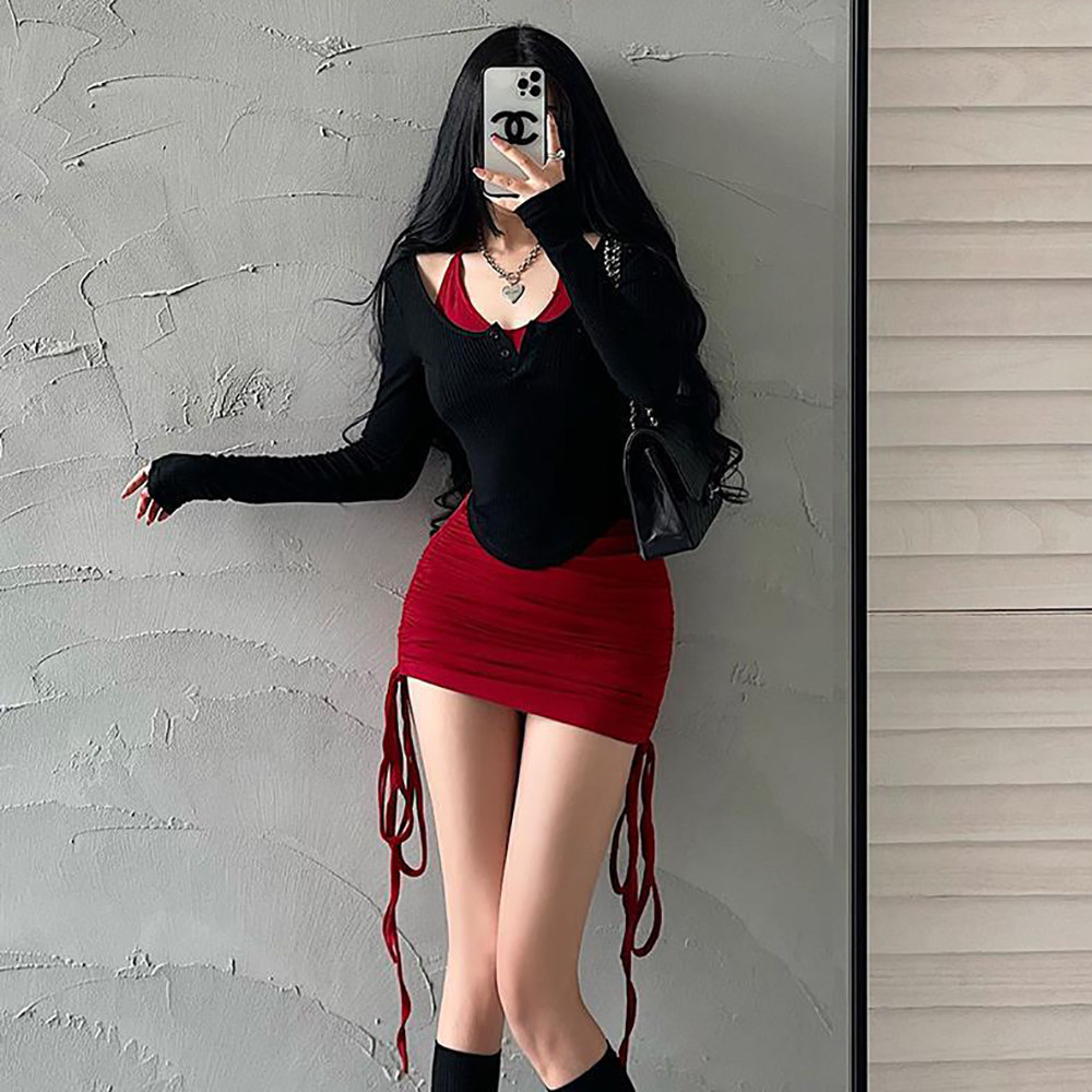 胖mm特大码300斤性感抽绳褶皱挂颈包臀裙辣妹纯欲长袖T恤两件套装,女装/女士精品,大码套装,淘宝优惠券,粉丝福利购,淘宝优惠卷